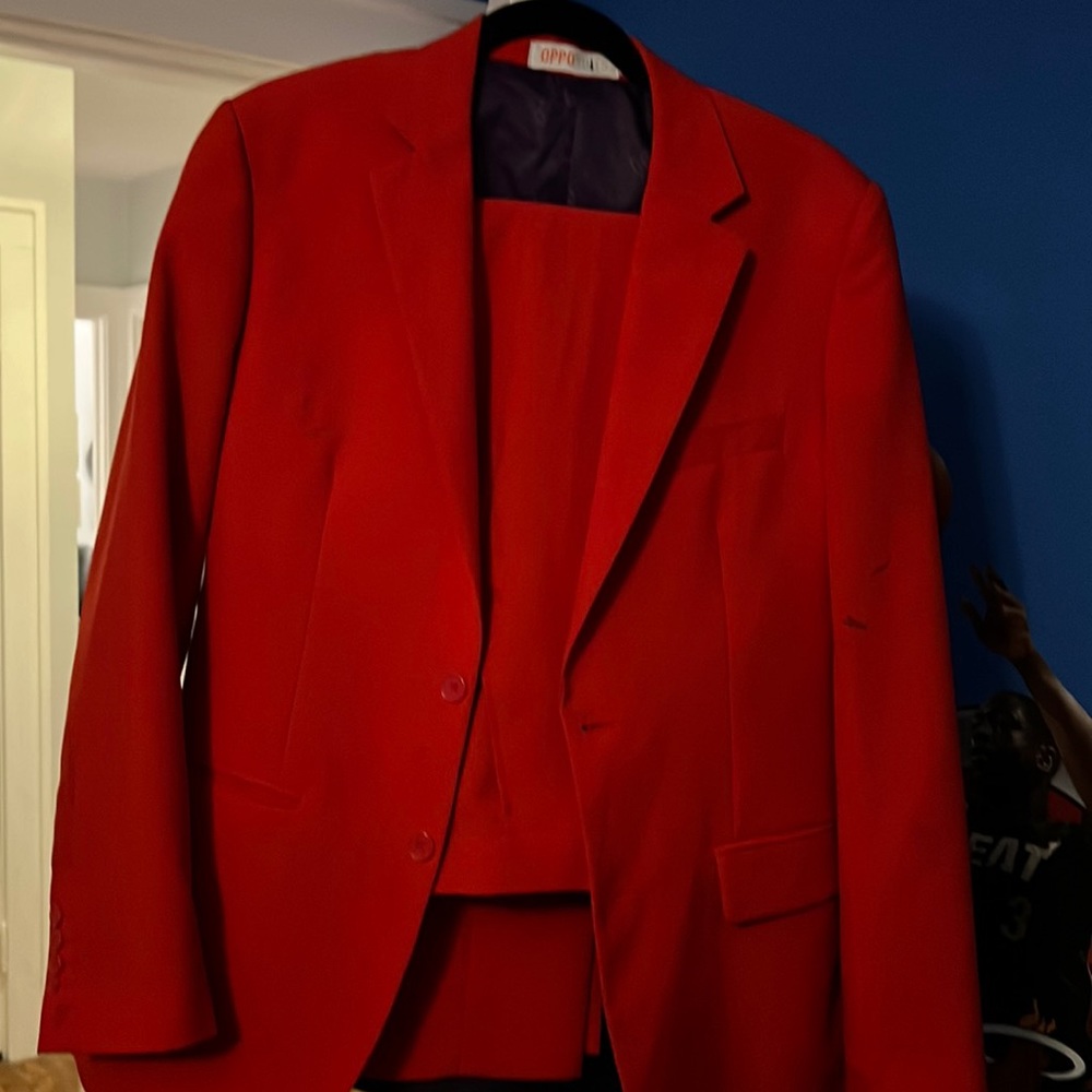 Fun red suit perfect for your Holiday party!